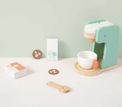 Leksakskaffemaskin trä med tillbehör Tooky Toy