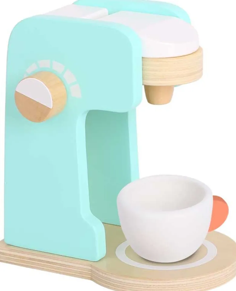 Leksakskaffemaskin trä med tillbehör Tooky Toy