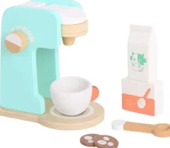 Leksakskaffemaskin trä med tillbehör Tooky Toy