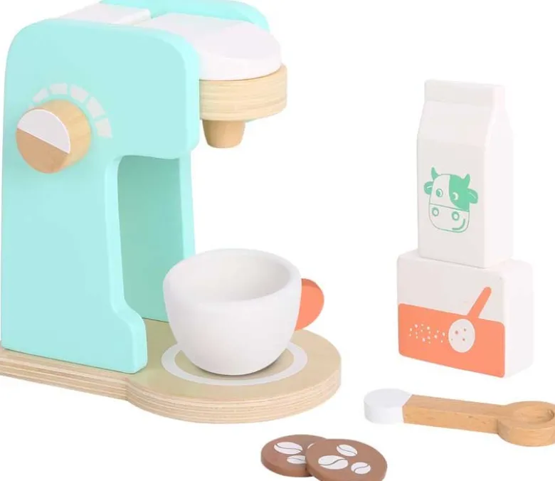 Leksakskaffemaskin trä med tillbehör Tooky Toy