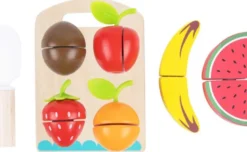 Leksaksmat delbara frukter med skärbräda och träkniv Tooky Toy