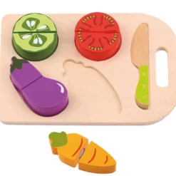 Leksaksmat delbara grönsaker i trä med skärbräda Tooky Toy