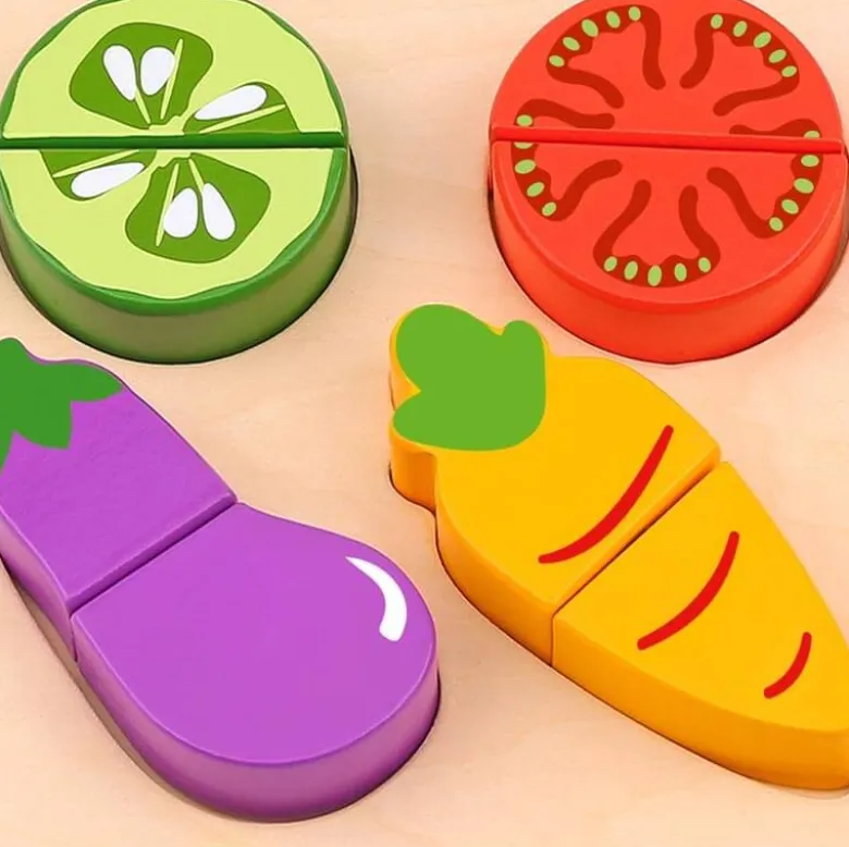 Leksaksmat delbara grönsaker i trä med skärbräda Tooky Toy