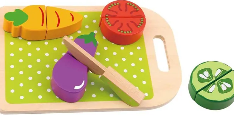 Leksaksmat delbara grönsaker i trä med skärbräda Tooky Toy