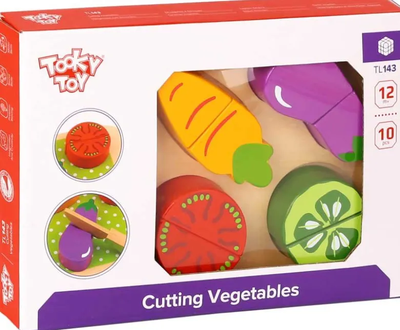 Leksaksmat delbara grönsaker i trä med skärbräda Tooky Toy