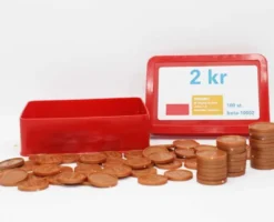 Leksakspengar 2 kr mynt 100 st