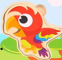 Ljud Barnpussel träpussel med figursågade vilda djur Tooky Toy