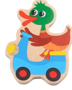 Ljud Träpussel med figursågade fordon Tooky Toy