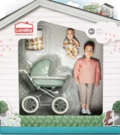 Lundby Docka med bebis och barnvagn