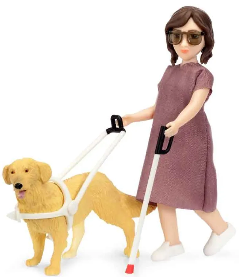 Lundby Docka med blindkäpp och hund