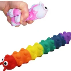 Lysande larv Push Pop suction 3D Caterpillar med sugproppar, Pop It och ljus