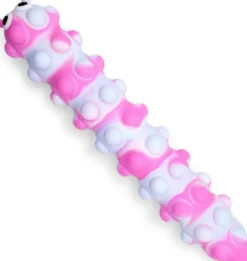 Lysande larv Push Pop suction 3D Caterpillar med sugproppar, Pop It och ljus