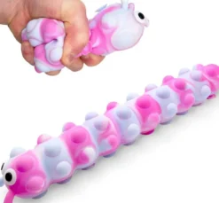 Lysande larv Push Pop suction 3D Caterpillar med sugproppar, Pop It och ljus