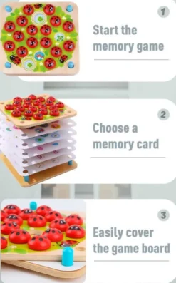 Memoryspel med nyckelpigor i trä Tooky Toy