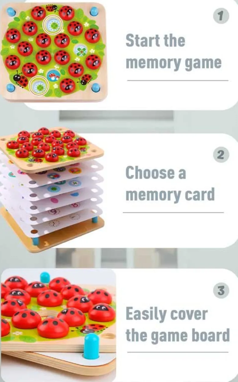 Memoryspel med nyckelpigor i trä Tooky Toy
