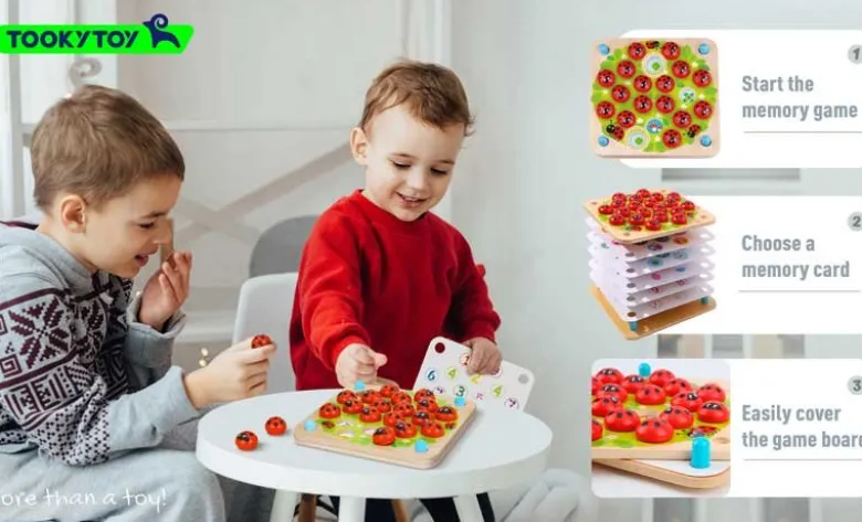 Memoryspel med nyckelpigor i trä Tooky Toy