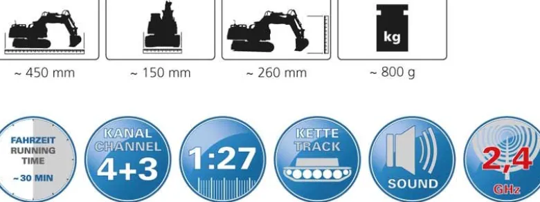 Radiostyrd Grävmaskin Jmatic Jamara 1:27 - 2,4 GHz
