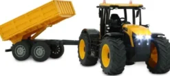 Radiostyrd Traktor JCB Fastrac med släpkärra Jamara 1:24