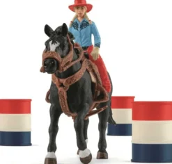 Schleich Barrel Racing med Cowboyflicka 42576
