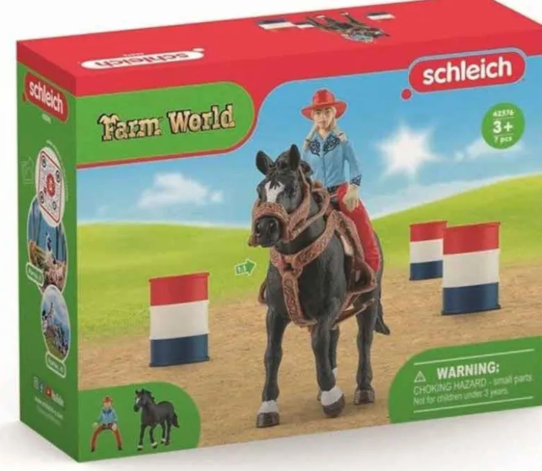 Schleich Barrel Racing med Cowboyflicka 42576