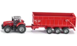 Siku Leksakstraktor Massey Ferguson 8480 med Krampe släp 1844 - 1:87