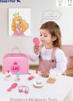 Sminkväska leksak med tillbehör i trä 10 delar Tooky Toy