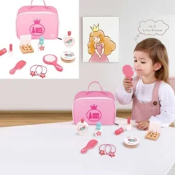 Sminkväska leksak med tillbehör i trä 10 delar Tooky Toy