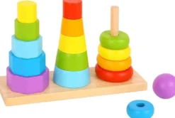 Stapelleksak i trä geometriska former för barn Tooky Toy