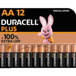 12 st. Duracell Plus AA alkaliskt batteri svanen