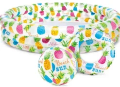 Uppblåsbar Barnpool Pineapple med badring och badboll Intex