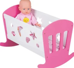 Vagga till docka rosa och vit Dolls Room