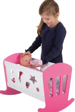 Vagga till docka rosa och vit Dolls Room