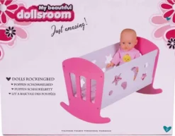 Vagga till docka rosa och vit Dolls Room